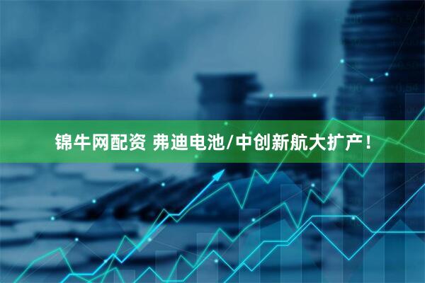 锦牛网配资 弗迪电池/中创新航大扩产！