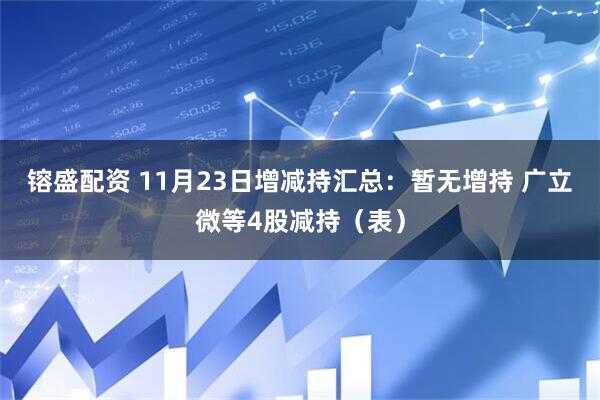 镕盛配资 11月23日增减持汇总：暂无增持 广立微等4股减持（表）